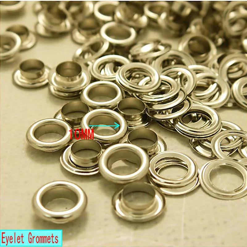 Metal Eyelets Grommets With Washers, 10mm Barrel Diameter Light Gold