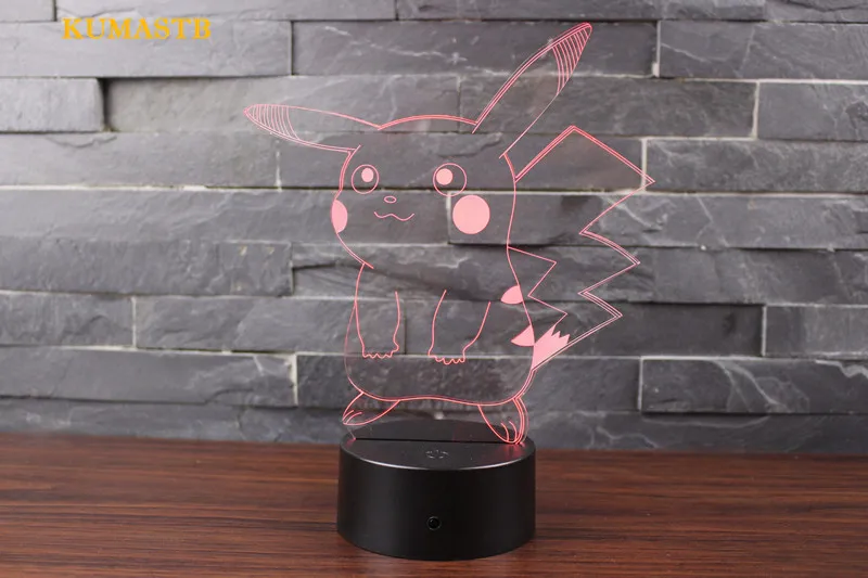 3D Пикачу ночной Светильник USB удаленного Управление светодиодный ночной Светильник s красочный Pokemon 3D Настольная лампа для хэллоуиновых игрушек подарки