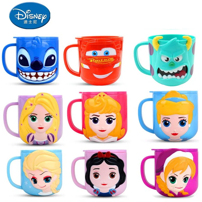 

Disney Children Baby Drinking Cup With Cover 3D Cartoon Elsa Anna Home Mouth Brushing Cup Cute Baby Milk Cup Drop Free Shipping
