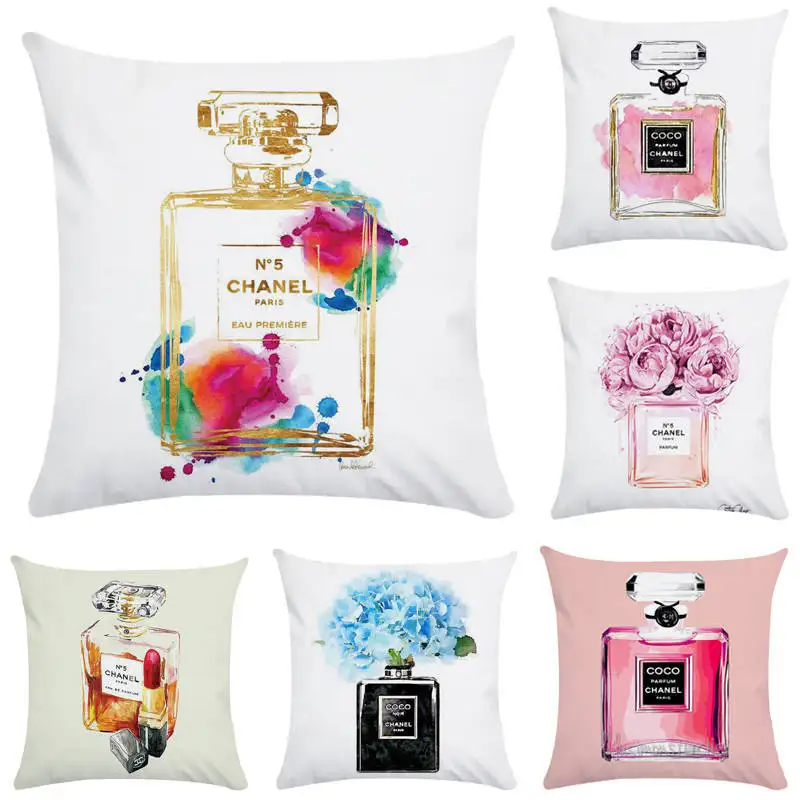 

Hand painted flowers and perfume bottles cushion cover Sofa Pillow Case Home Decor Throw/Couch Pillowcase