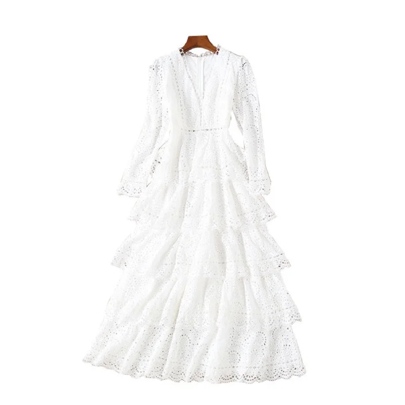 Осеннее модное Белое Бальное платье принцессы для женщин, вечерние платья на свадьбу, женское сексуальное платье с глубоким v-образным вырезом и вышивкой