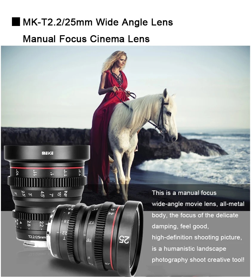 Meike 25 мм T2.2 ручная фокусировка портретный кино объектива для sony E-Mount DSLR камер/для fuji X Крепление X-Pro1 X-Pro2 X-E1 X-M1 X-E2 X-A2 A6300 A6500