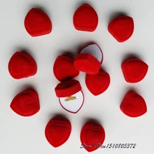 Модные 100 шт./лот ювелирные изделия кольцо для демонстрации держатель Ювелирное Украшение в форме сердечка посылка красный бархат кольцо коробочки для серег кольцо Подарочные коробочки