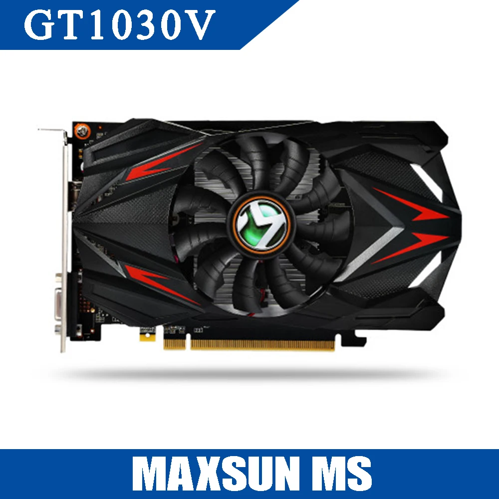 Maxsun MS-gt1030v Графика карта GeForce gt1030 2 ГБ 64bit GDDR5 pci-e 3.0 HDMI/VGA 384 cudr core 6000 мГц Поддержка