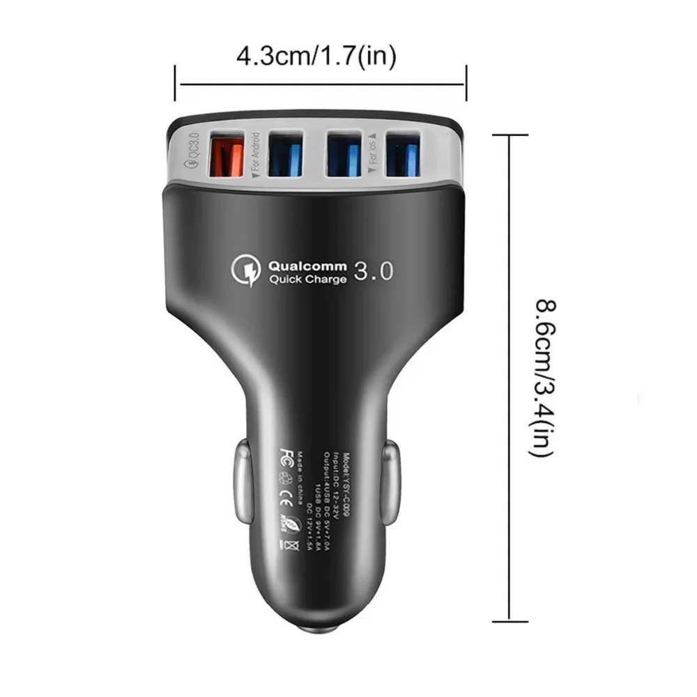 

4 Socket DC12/32V Multi Port Car Cigarette Lighter Fast QC 3.0 USB Plug Charger