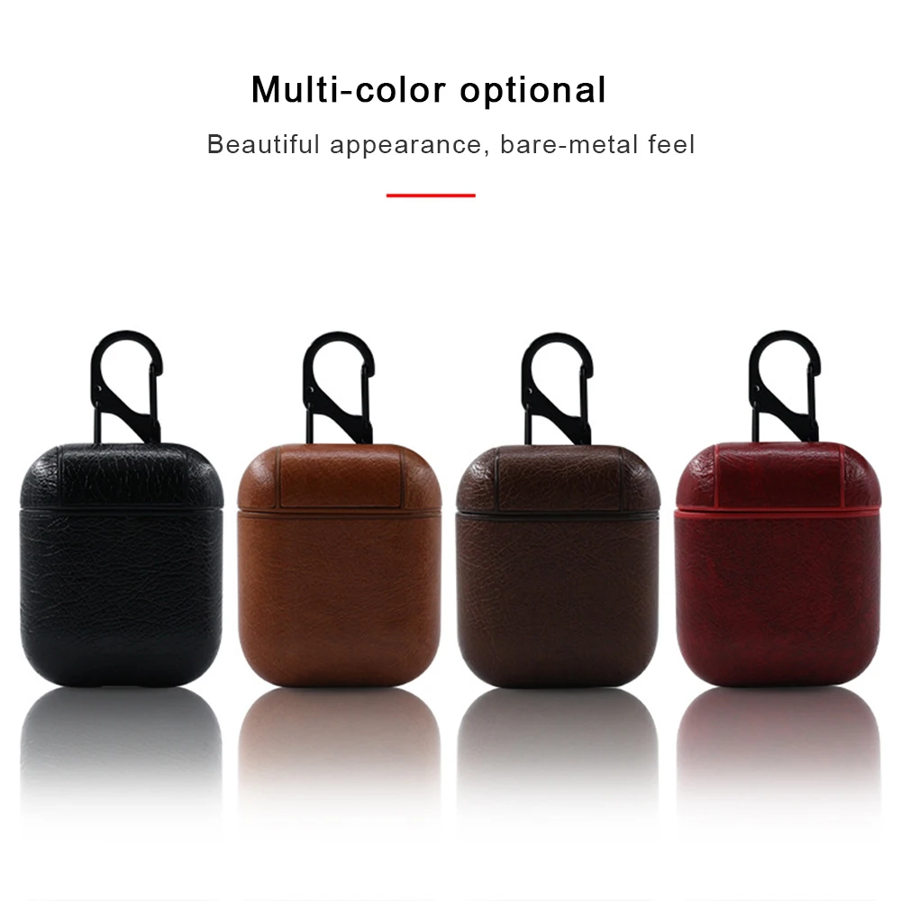 

bluetooth Earphone Cover Pouch for Airpod Leather Earphone Case For Apple with Buttons Headphone Case Bag Protective