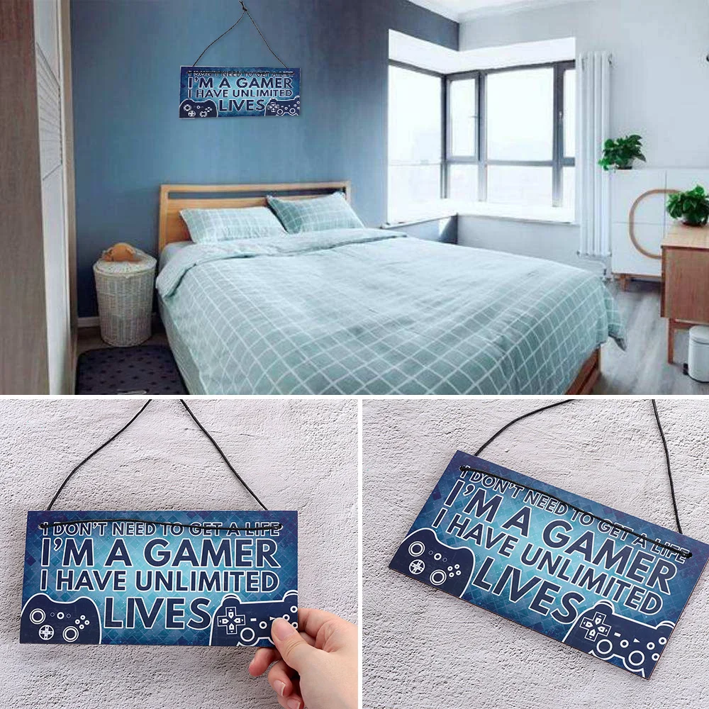 1PC NEW Christmas Birthday Gift Gamer Gaming Plaques Bedroom Gifts For Son Brother Hanging Sign Home Decoration