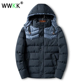 

WWKK Men Winter Parka Warm Outwear Winter Jacket Men Windproof Hood Men Jacket Warm Male Parkas Coat Plus Size Man Youth Clothes