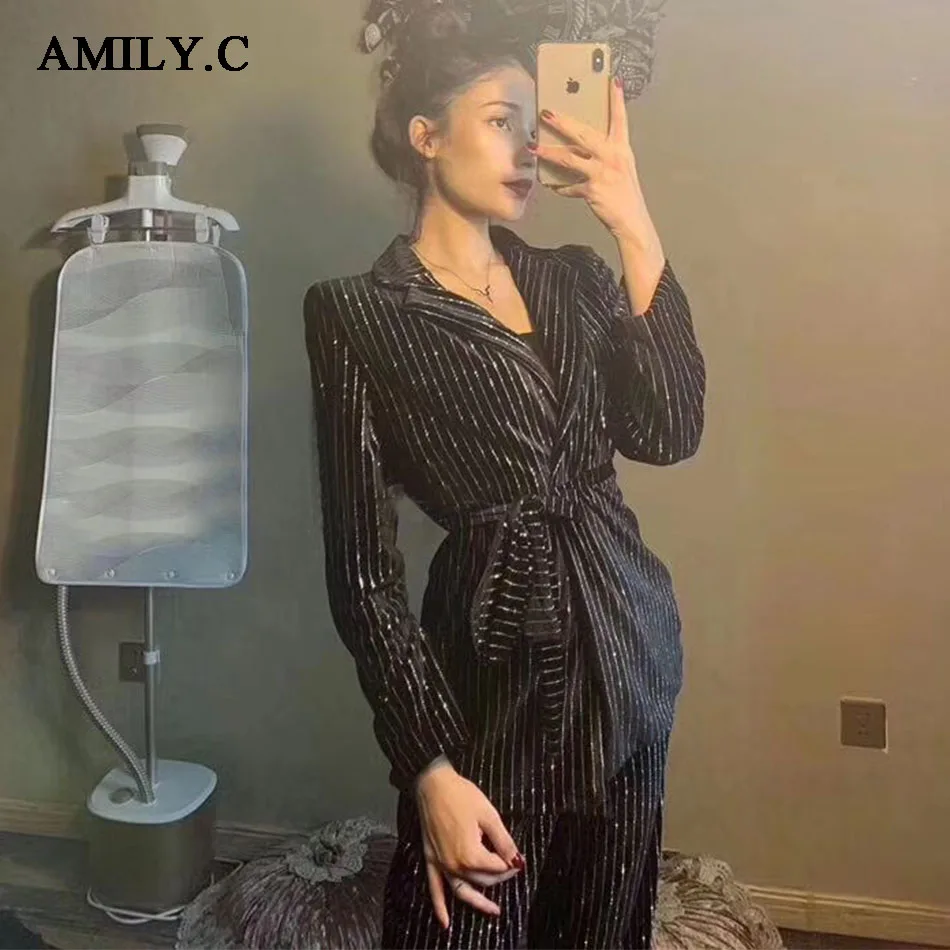 Amily. c, Новая модная женская куртка, сексуальный элегантный кардиган, 2 предмета, куртка, Клубные вечерние, черные, полосатые куртки, Vestidos