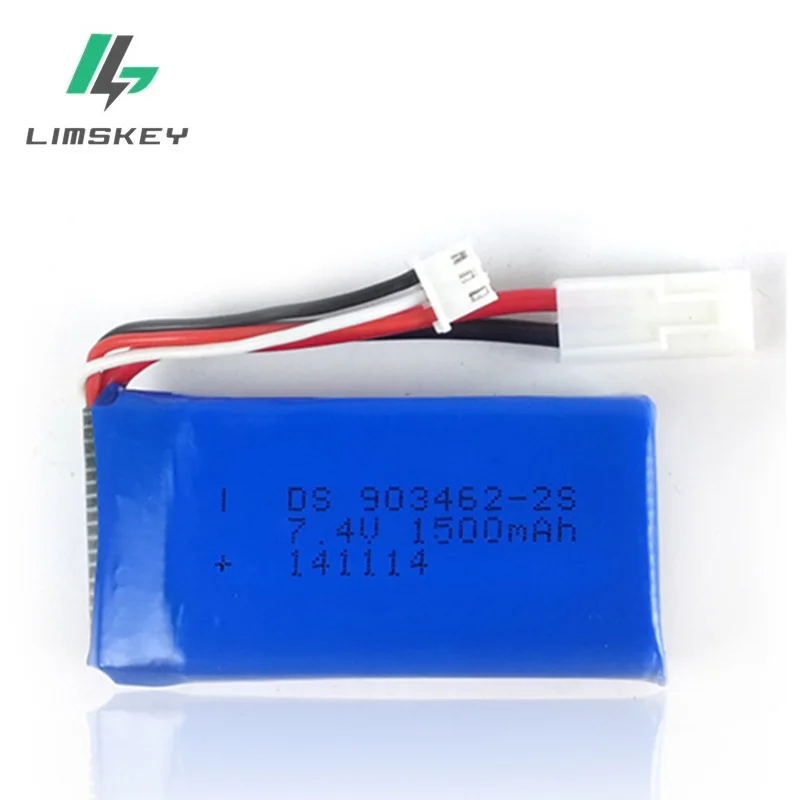 

5pcs/lot 7.4V 1500mAh lithium polymer battery FT009 remote control boat speedboat FX067C battery 903462