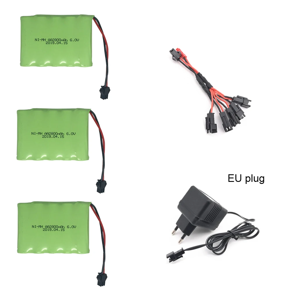 Аккумуляторная батарея 6 V 2800mAh Ni MH с зарядным устройством 5 в 1 набор кабелей для RC
