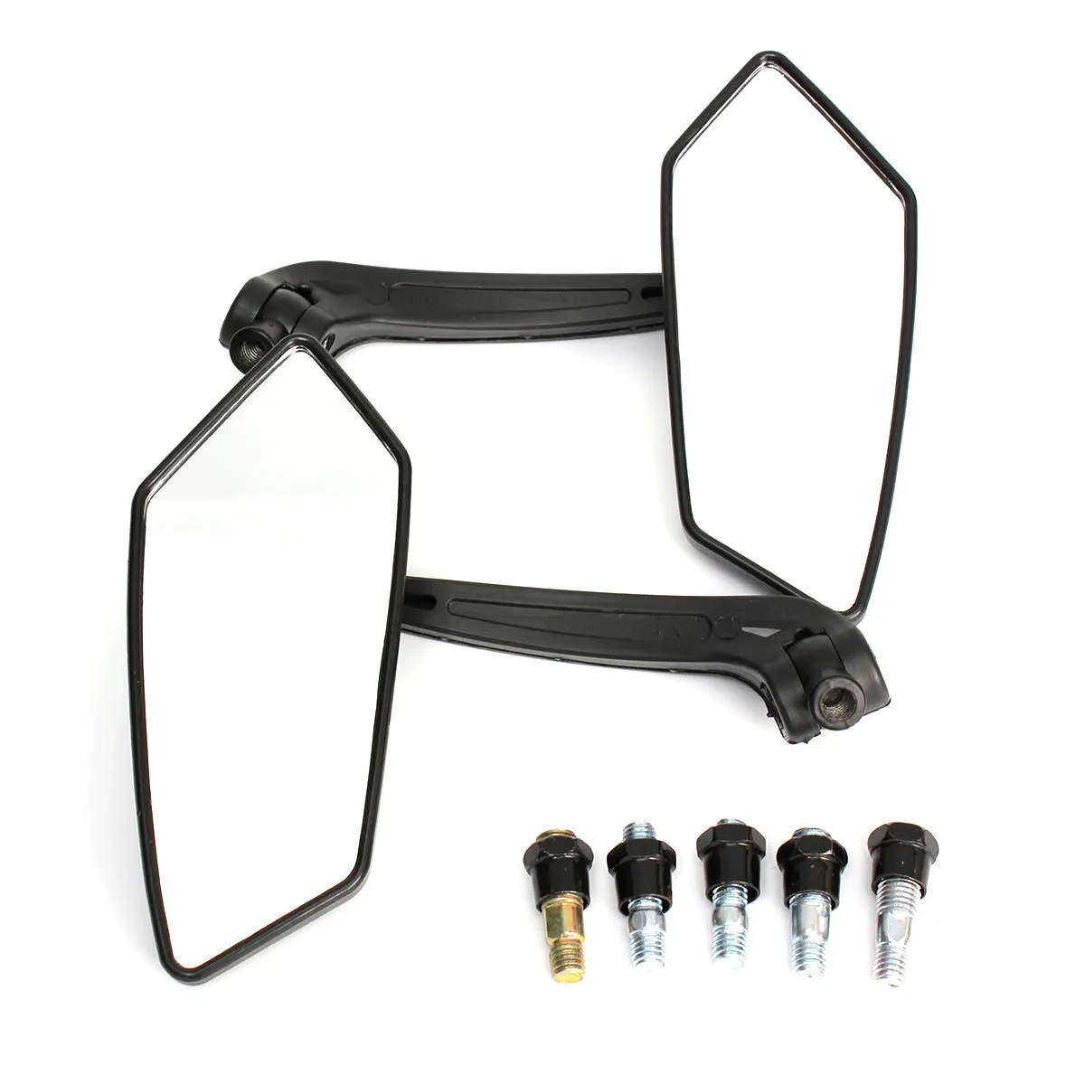 1 Pair of Universal Motorcycle Motorbike Black Rear View Side Mirrors With 5 Bolts