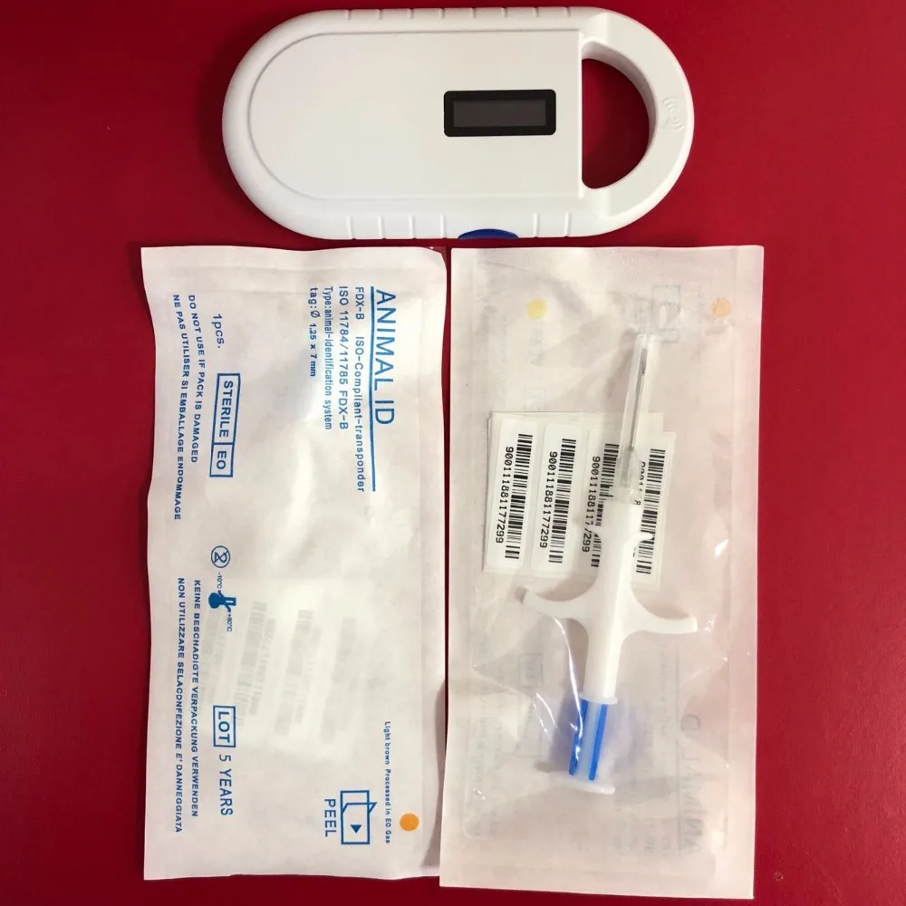 

Low Frequency 134.2khz Hand-held Scanner Pet Chip Dog Reader with 2pcs syringe 1.25*7mm