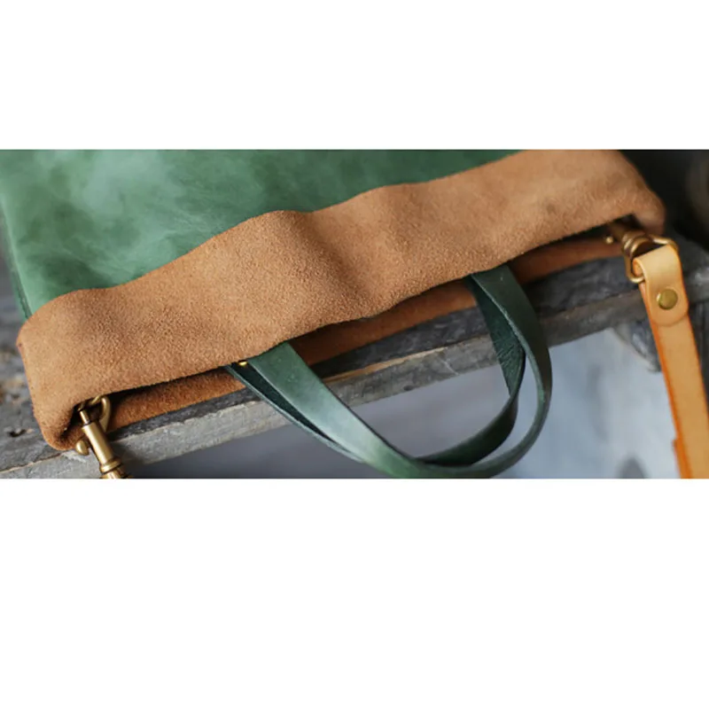 AETOO The first layer of soft cowhide green bucket bag retro small fresh women's bag summer new color leather small bag