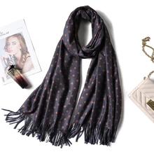 Новые зимние женские шарф фьюжн в горошек Размер теплые кашемировые шарфы для Леди шали и палантины толстые мягкие пашмины бандана шарф женский