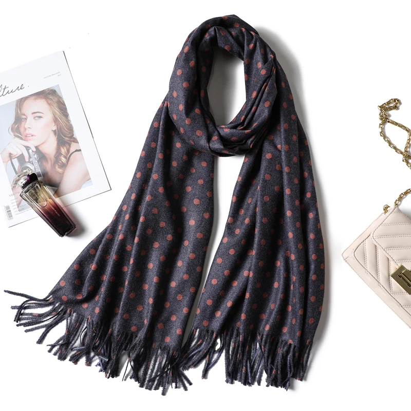 Beste 2018 nieuwe winter vrouwen sjaal fasion dot lange size warme kasjmier sjaals voor dame sjaals en wraps dikke zachte pashmina bandana