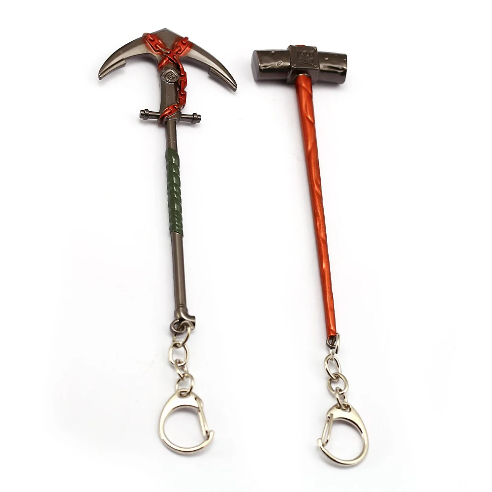 

18 Styles Battle Royale Axe Hammer Keychain 12cm Metal Pendant Pickaxe Cannon Rocket Key Holder Men llaveros Valentines Gift 12