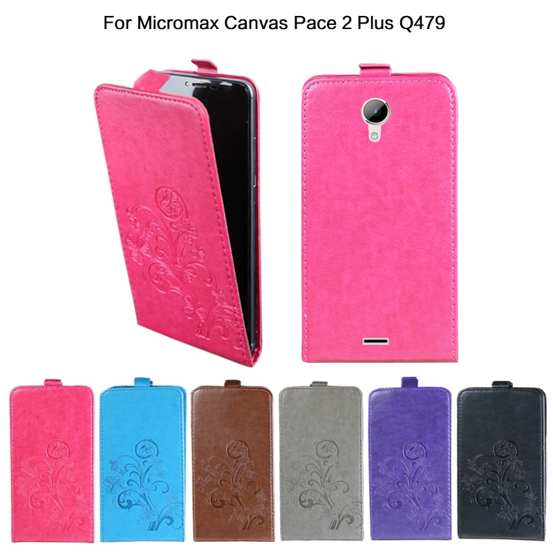 

For Micromax CanvasPace 2 plus Q479 Case Luxury PU Leather case cover Embossing Open up and down Protective Phone Bag 5.5"