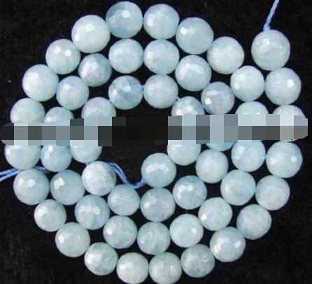 

huij 00713 7mm natural Aquamarine round faceted loose beads 15''