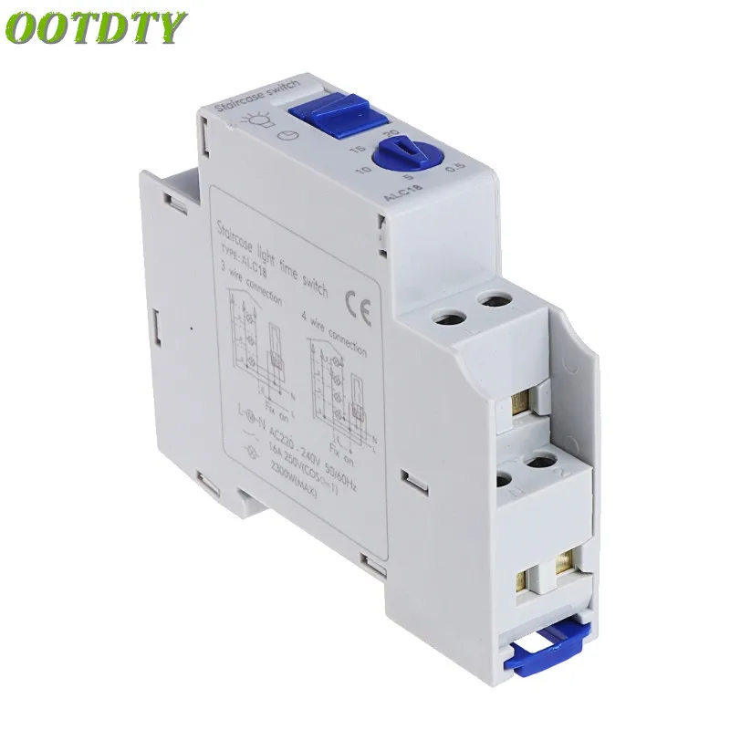 

OOTDTY Din rail Staircase Lighting Timer Switch timer relay 220VAC 16A used for corridor lighting ALC18
