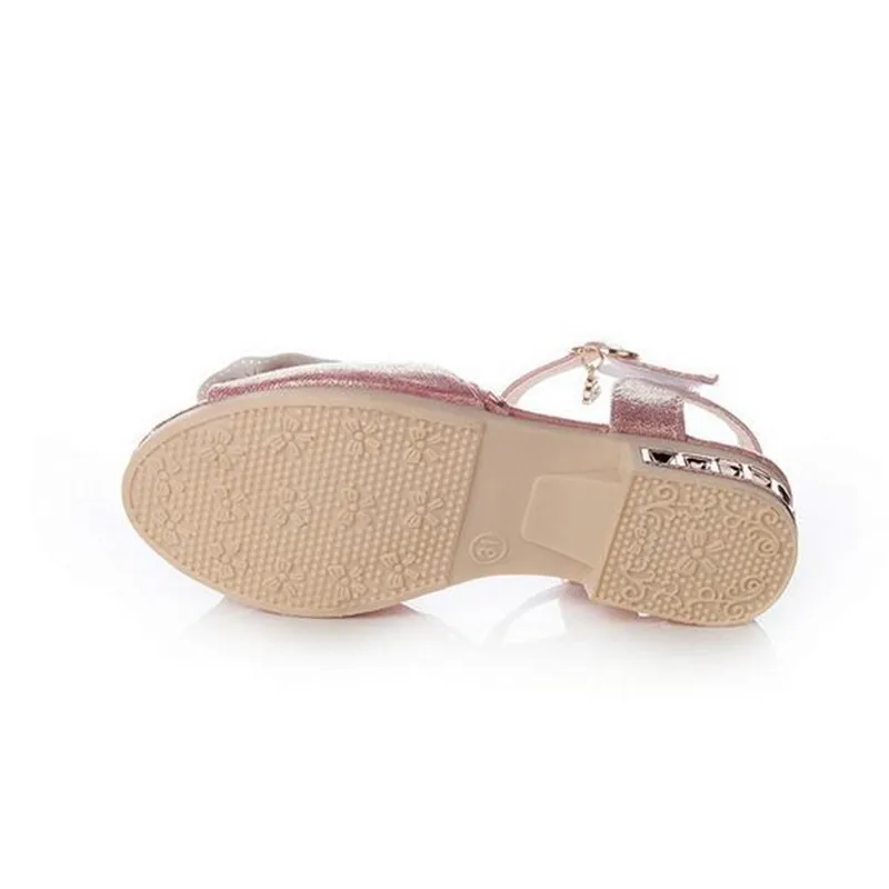 QGXSSHI/детские сандалии для принцесс; детская Свадебная обувь для девочек; модельные туфли на плоской подошве; Праздничная обувь для девочек; цвет розовый, серебристый, золотой