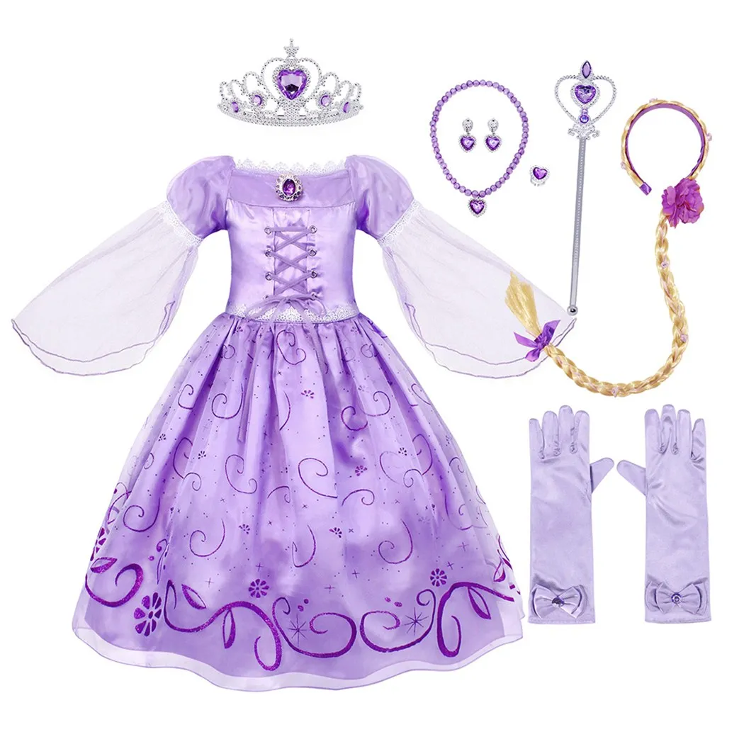 AmzBarley Girls Costume Dress Halloween Party Cosplay Role Play Dress up Flutter Sleeve Nightgown 3-10 Years