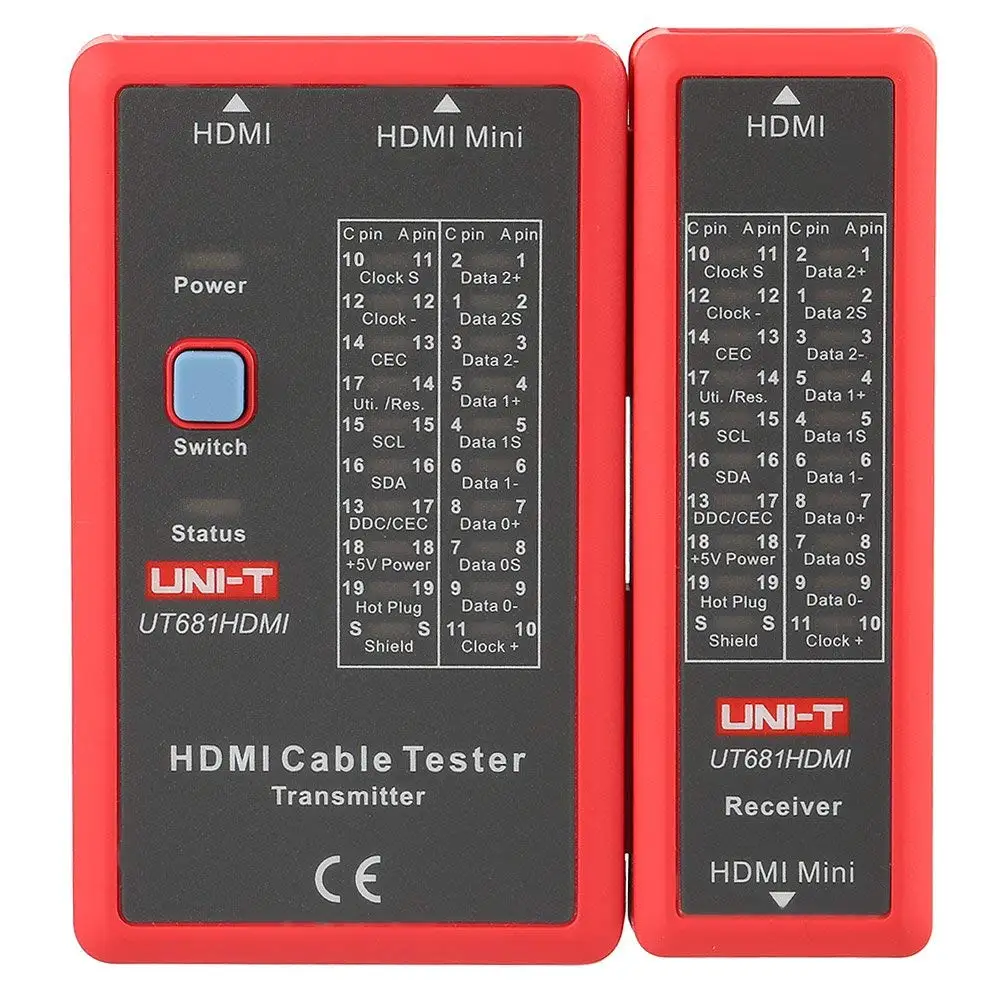 

UNI-T UT-681HDMI HDMI/Mini-HDMI Data Cable Tester 20-LED Status Indictor