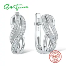 Pendientes de plata para Las Mujeres de Piedra Blanca CZ Esterlina del Sólido 925 de Plata Pendientes de Las Señoras de Joyería de Moda