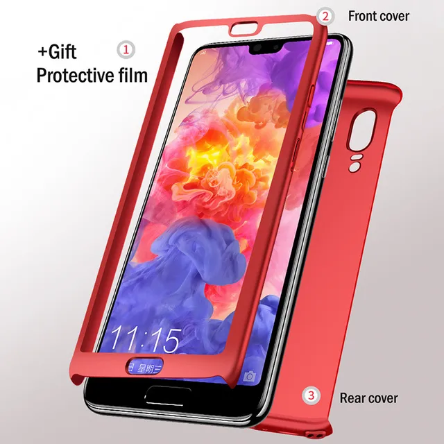H&A 360 Degree Protection Full Cover Phone Case For Huawei P20 Lite P20 Pro Shockproof Cover For Huawei P20 Lite Case Glass