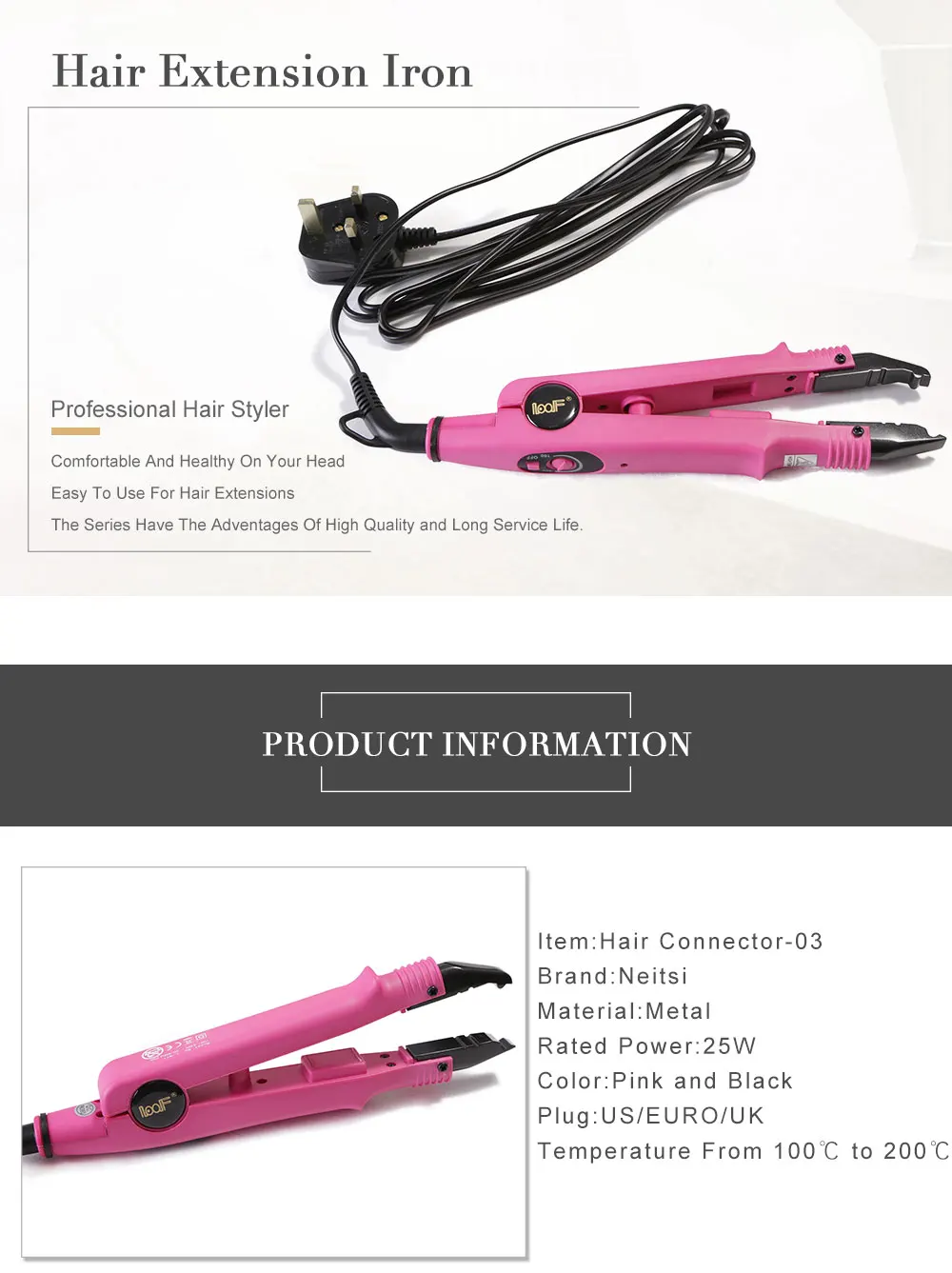 Neitsi Professional UK Plug коннектор для волос Fusion сердце Утюг Инструменты для укладки волос Постоянное Наращивание волос
