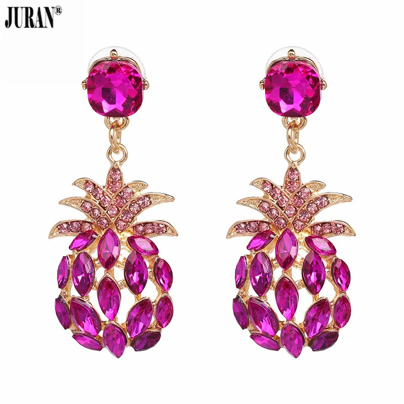 

JURAN Luxury Statement Fashion Jewelry Boucle D'oreille Attractive Shiny Rhinestone Pineapple Multi Color Earrings For Women