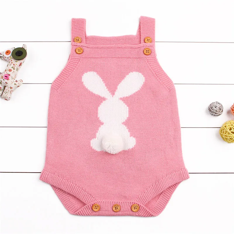 Гимнастический костюм для новорожденных мальчиков и девочек от 0 до 24 месяцев трикотажный комбинезон с пасхальным кроликом для маленьких детей, боди без рукавов