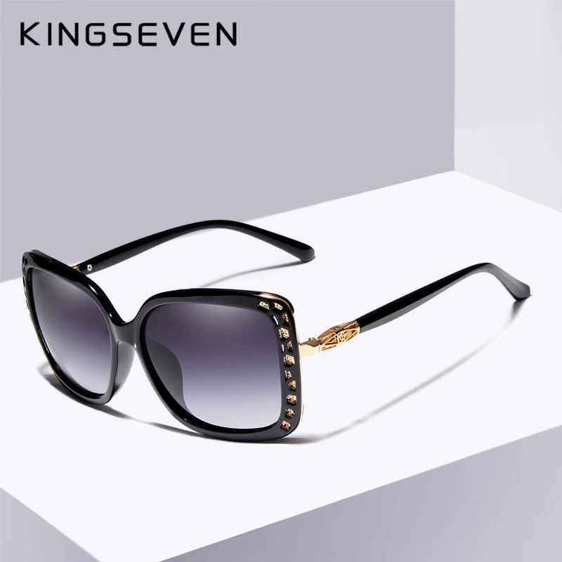 KINGSEVEN 2019 Nové dámské móda Designer značky Oval Sluneční brýle Butterfly Frame Letní Gradient Lens Sluneční brýle Retro K7215
