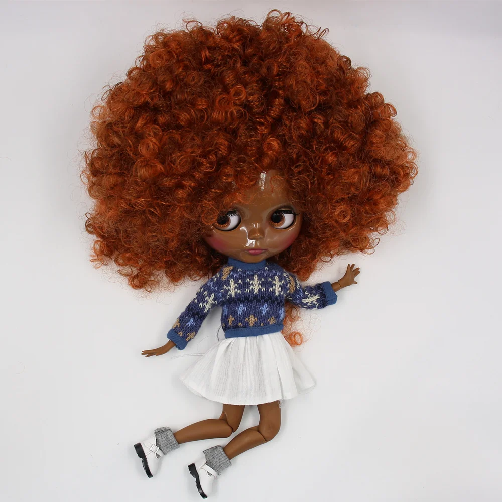 Ледяная Обнаженная кукла Blyth No. BL2231/2237/QE965 красный коричневый афро волосы тело