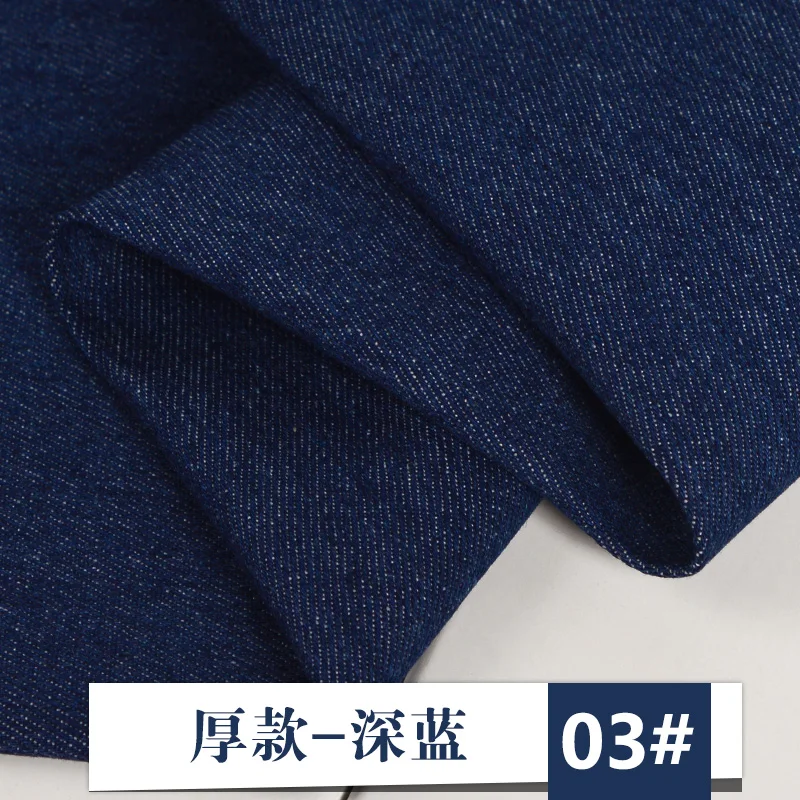 Летняя тонкая мягкая хлопковая джинсовая ткань из ткани, шитье ручной работы, сделай сам, для юбки, джинсовой футболки, одежда с мультяшным принтом, для стирки воды, 50x150 см - Цвет: 3 thick deep blue