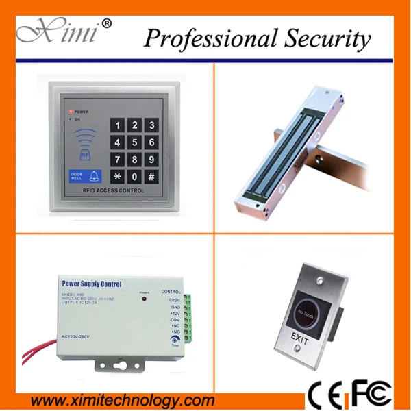 

Hot sale standalone without software card access control with exit button 180kg/280kgmagnetic lock 12V 3A power supply door lock