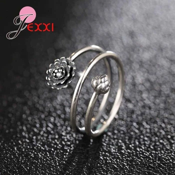 

Wholesale Price Retro 925 Sterling Silver Silver Cherry Blossom Finger Rings For Women Girls Opening Fashion Anillos Jewelry