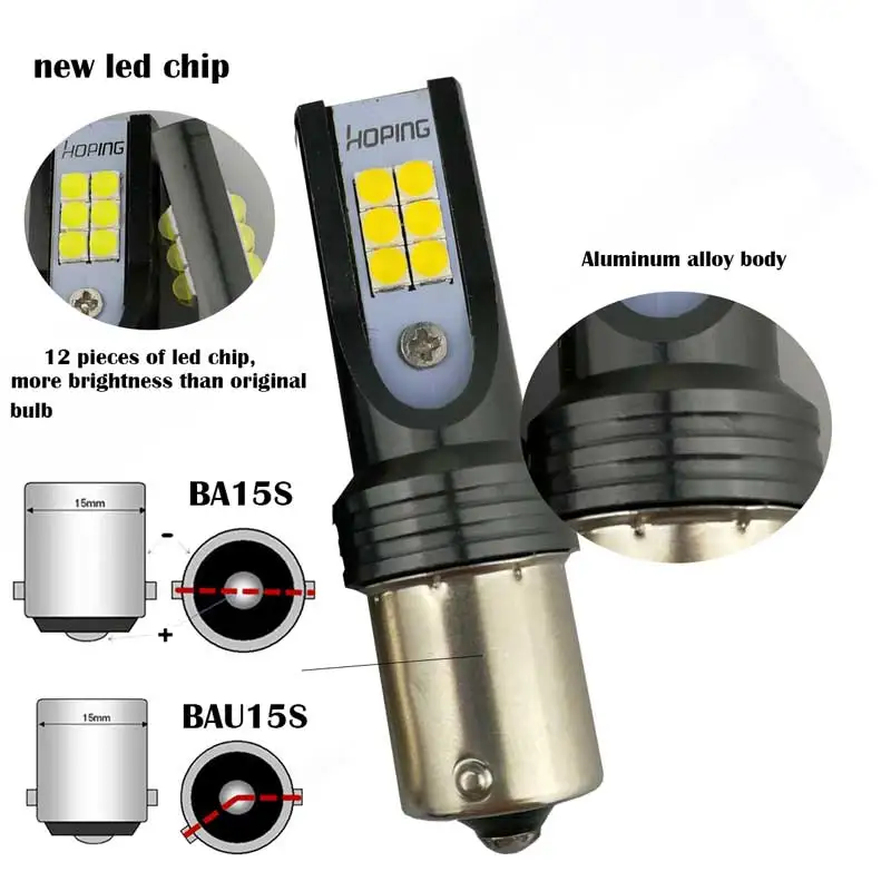 Надеюсь 2X Автомобильный светодиодный 1156 BAU15S BA15S указатель поворота 12smd белый