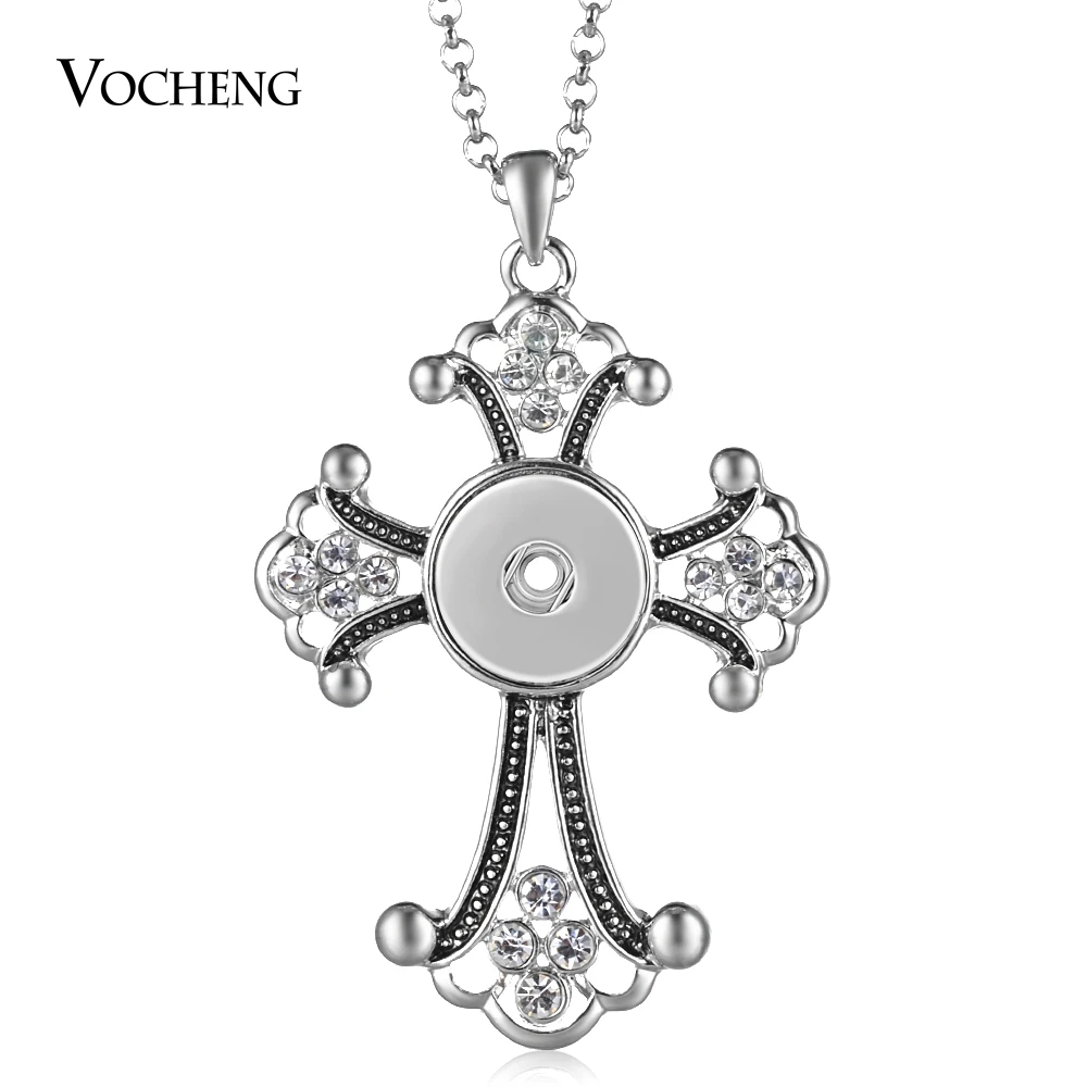 

Vocheng 18mm Ginger Snap Button Jewelry Vintage Cross Pendant Necklace with Stainless Steel Chain NN-610 Snap