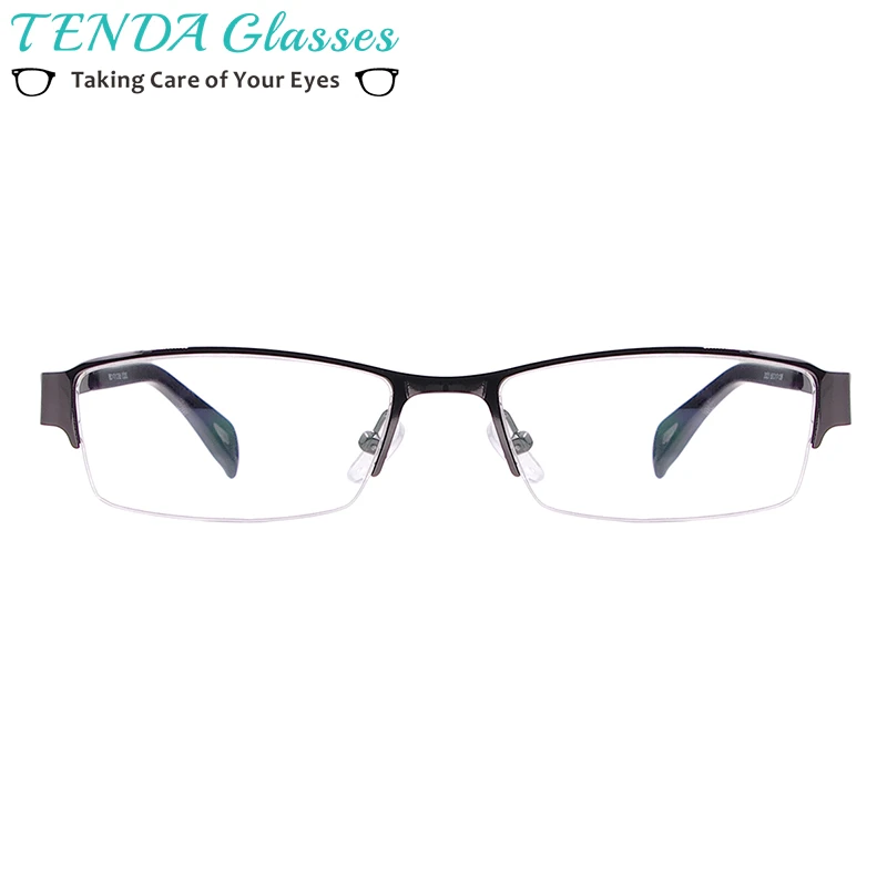 Metal Half Rim Rectangular Eyeglass Frame Classic Business Style Men