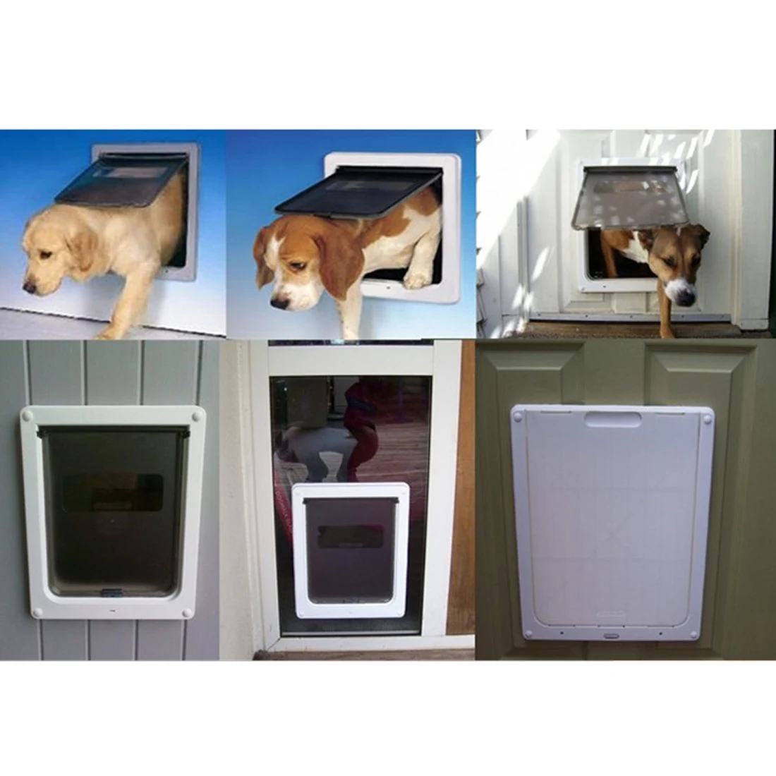 Auto Lockable Dog Door Pet Gates Door Transparent Flap Dog Door Easy Install Crates Dog Small Pet Tunnel ABS Plastic