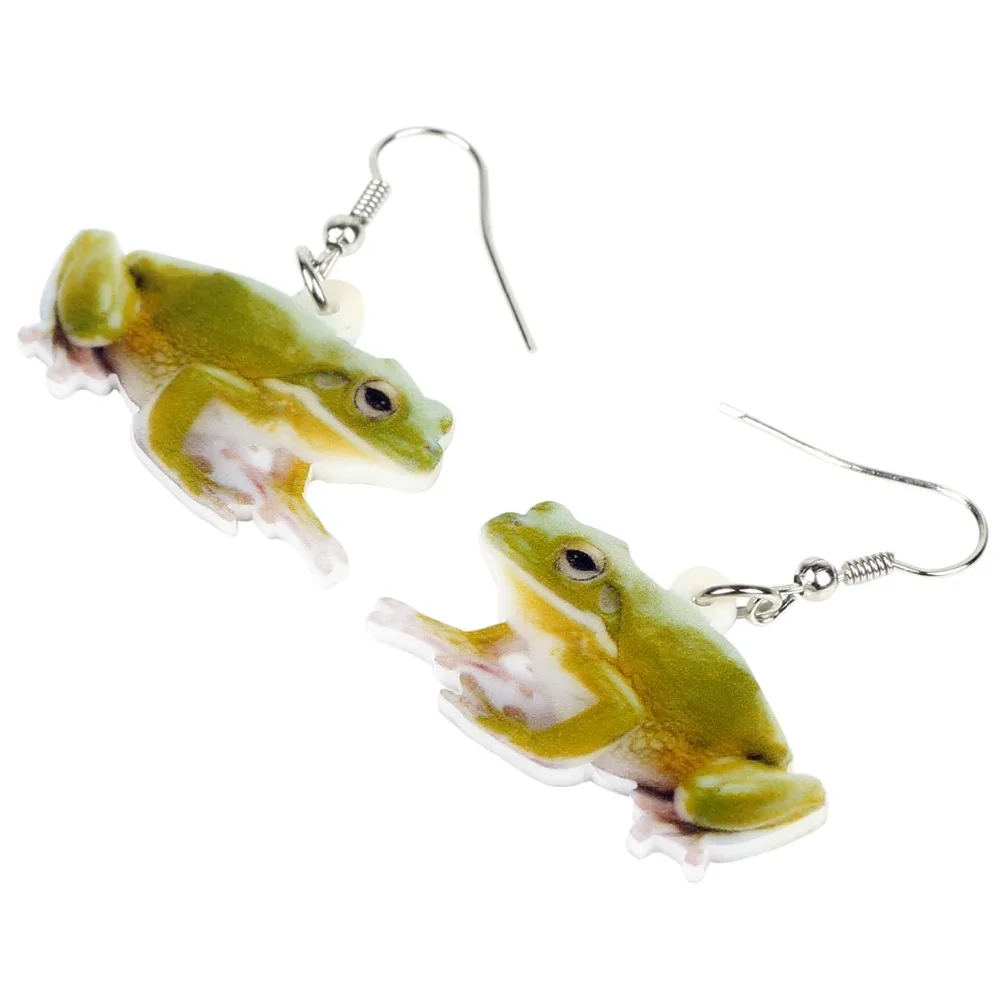 WEVENI Accessory Acrylic Cute Green Frog Earrings Dangle Drop Animal Jewelry For Women Girls Cute Party Gift Charms Dropshipping - Image 3