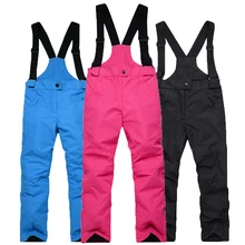 30 Дешевые детские зимние штаны детские спортивные брюки с поясом одежда для сноубординга лыжный комбинезон для мальчиков и девочек детская зимняя одежда