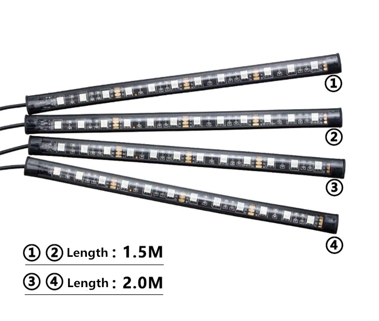 4 шт. Водонепроницаемый светодиодный пульт дистанционного управления интерьер автомобиля декоративный пол атмосферная полоса света многоцветный голос/музыка управление