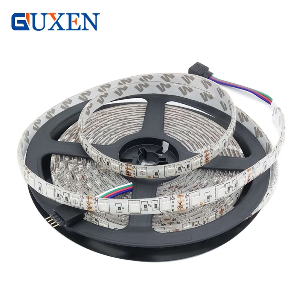 

GUXEN Flexible DC12V 5050 LED Strip Waterproof 60led/m IP20/IP65 RGB/White/Warm White/Blue/Green/Red Tape for decoration