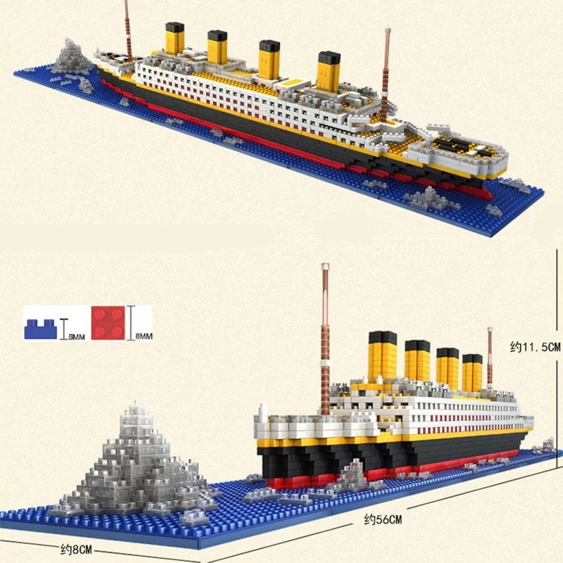 

Boxed 1860 pcs NO match legoinglys RS titanic cruise ship model boat DIY building Diamond Blocks Kit children kids toys gifts