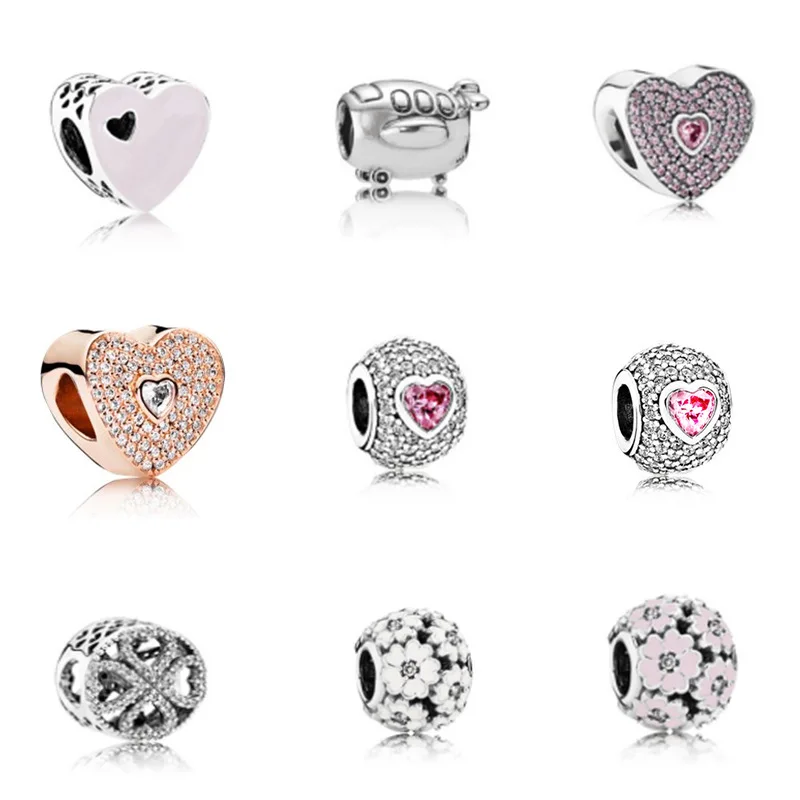 

S925 Sterling Silver Love Shape Beads Cute Style Bracelet Accessories Fits Jewelry DIY Bracelet to Send Girlfriend