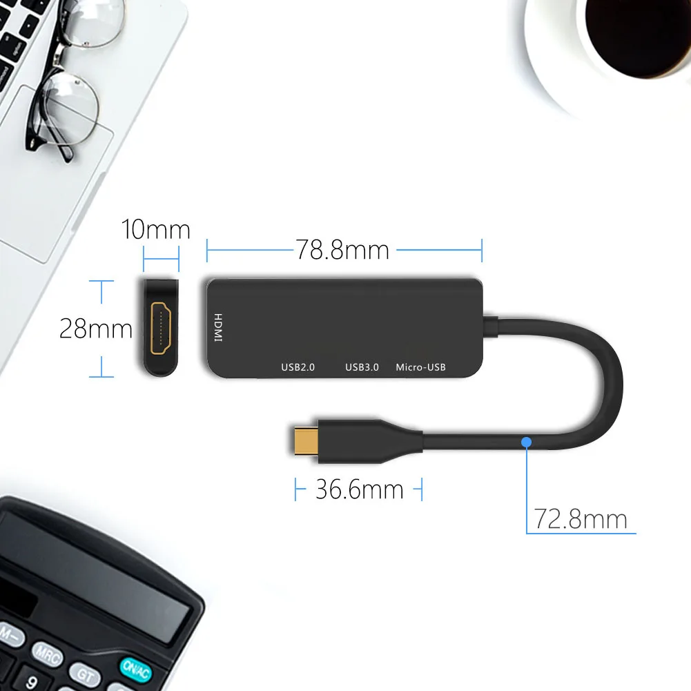 4 в 1 USB C концентратор тип C к HDMI 4k USB3.0 2,0 Micro Usb зарядное устройство адаптер Thunderbolt3 для MacBook pro samsung Galaxy S10 s9