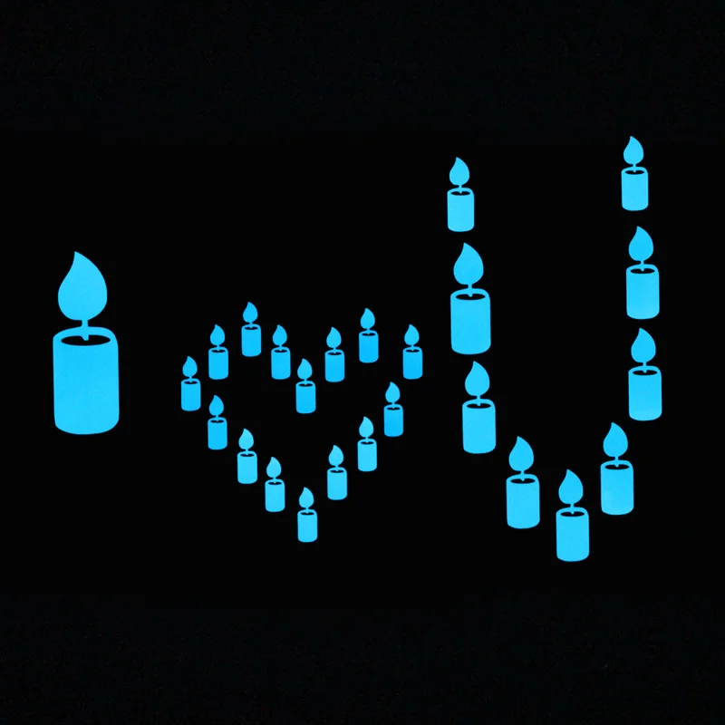 

Switch Candle Glow Sticker Cartoon Glow In The Dark Sticker Children's Room Living Room Kitchen Decorative Candle Sticker