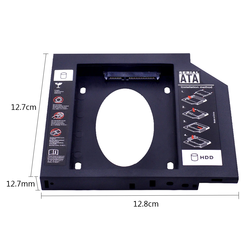 Пластиковый SATA 3,0 2nd HDD SSD Caddy 12,7 мм для 2," 2 ТБ SSD чехол Корпус жесткого диска ноутбук DVD-ROM Оптический отсек